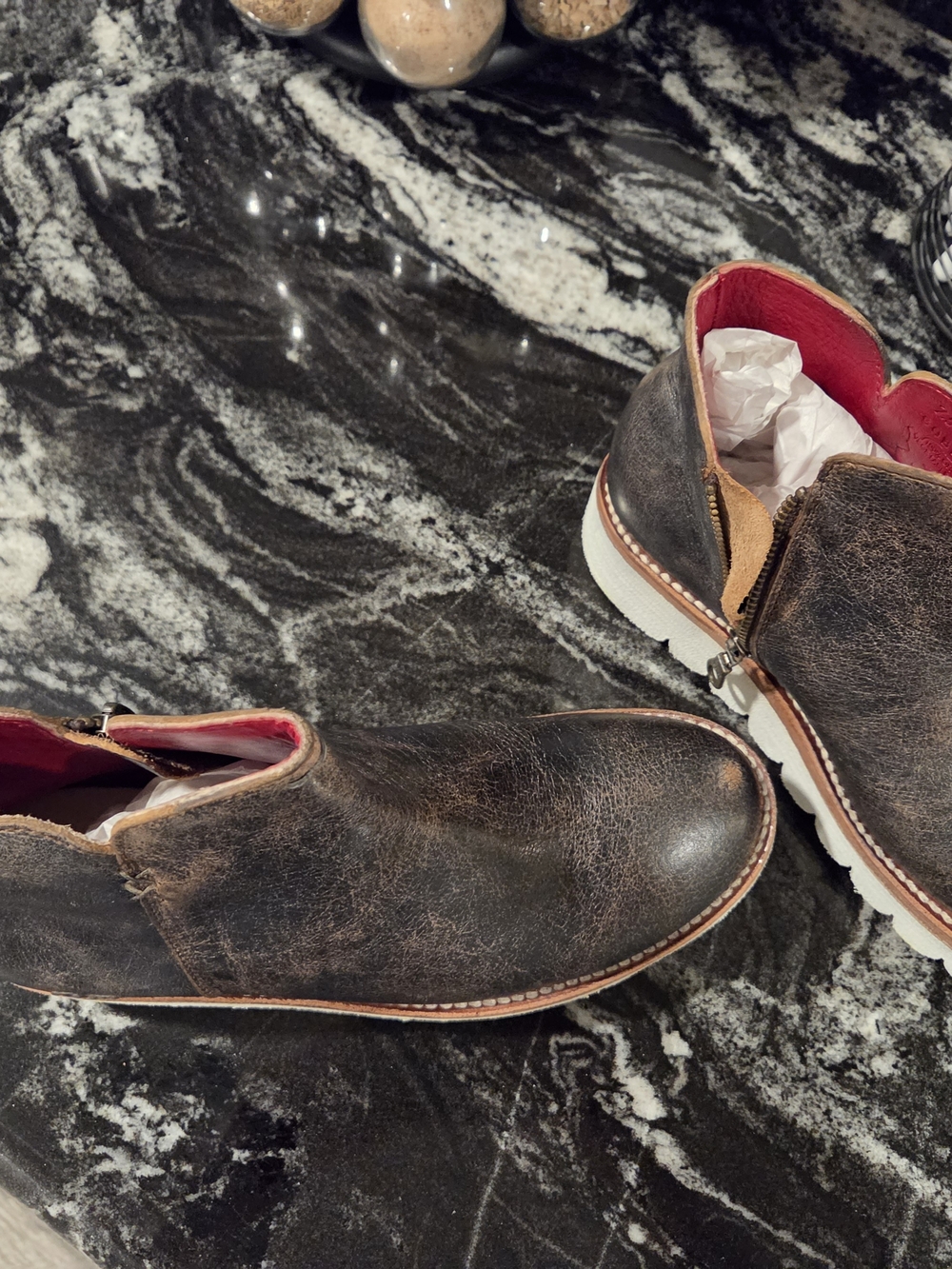 Women’s Brown Leather Chukka Boots with Red Interior